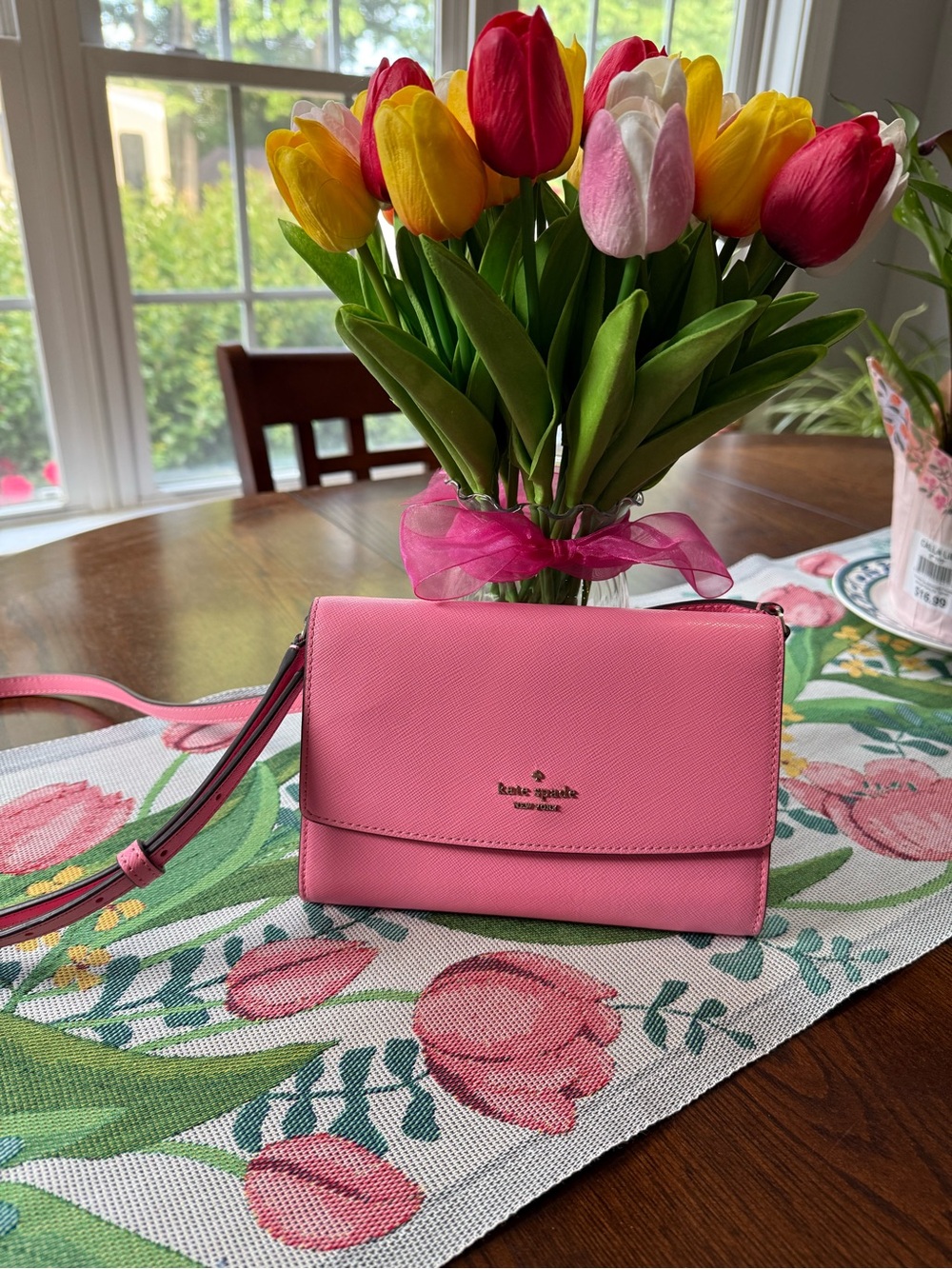 kate spade Pink Saffiano Crossbody Wallet